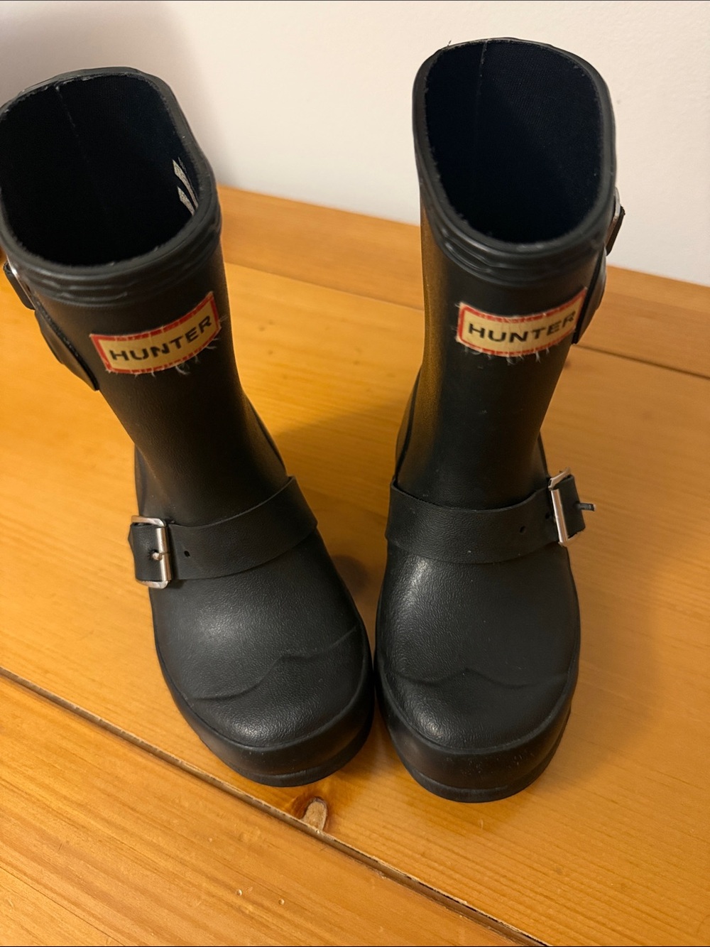 Hunter Kids Black Waterproof Rain Boots with Buckle Accent